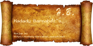 Hadady Barnabás névjegykártya